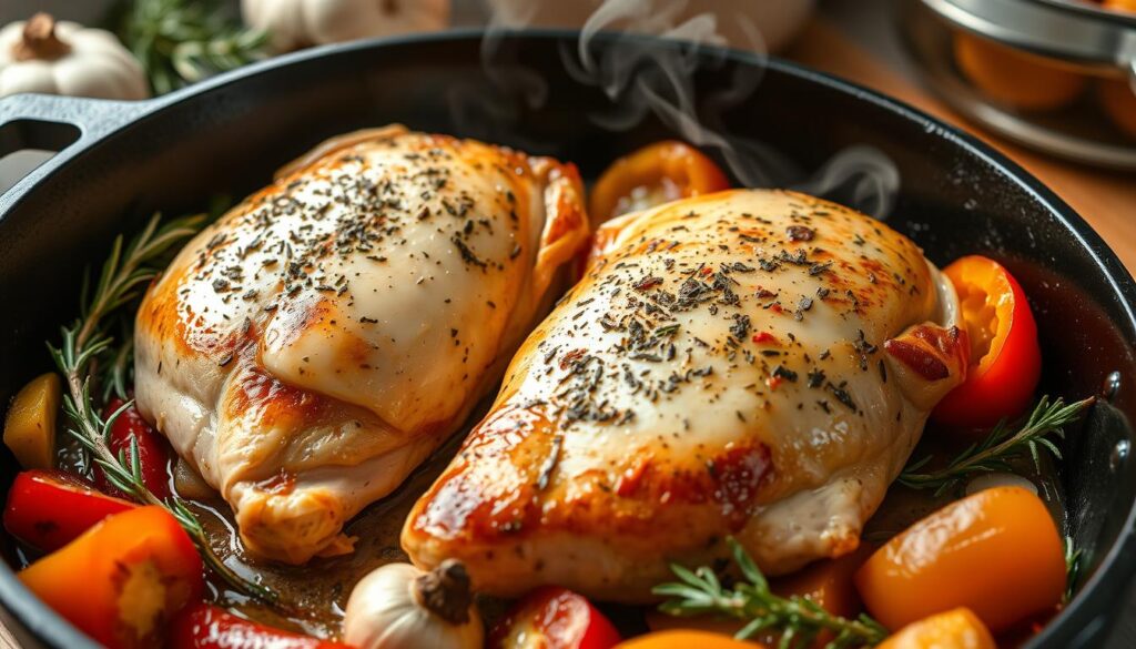 Bone-in chicken breast cooking