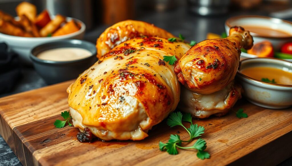 Perfectly cooked bone-in chicken breast