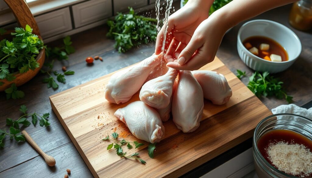 Preparing turkey wings for cooking