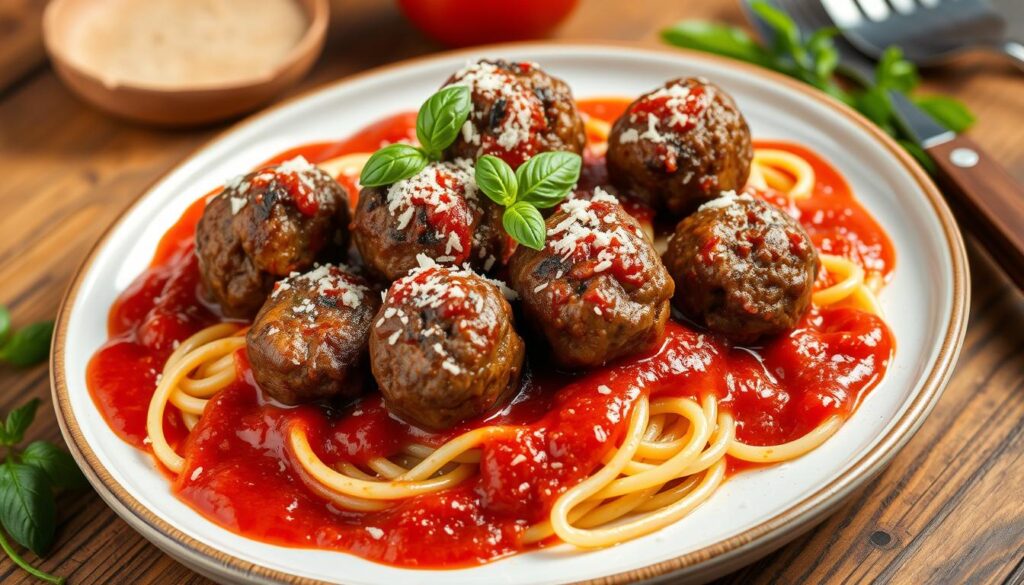 Venison meatballs with pasta