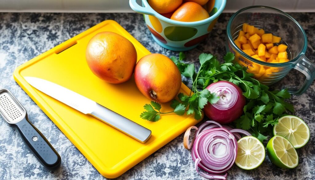 Kitchen tools for mango salsa